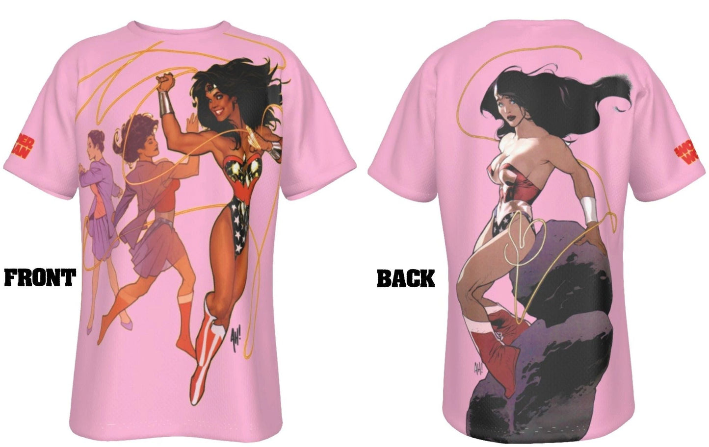 WONDER WOMAN LASSO ALL OVER PRINT SHIRT AND TANK TOP - ADAM HUGHS ART
