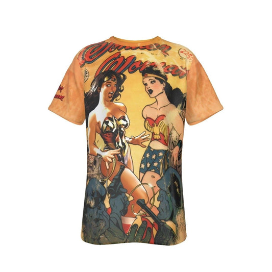 WONDER WOMAN MEETS CLASSIC WW ALL OVER PRINT SHIRT AND TANK TOP - ADAM HUGHS ART