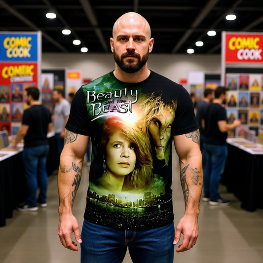 BEAUTY AND THE BEAST TV CD COVER OVER PRINT SHIRT AND TANK TOP
