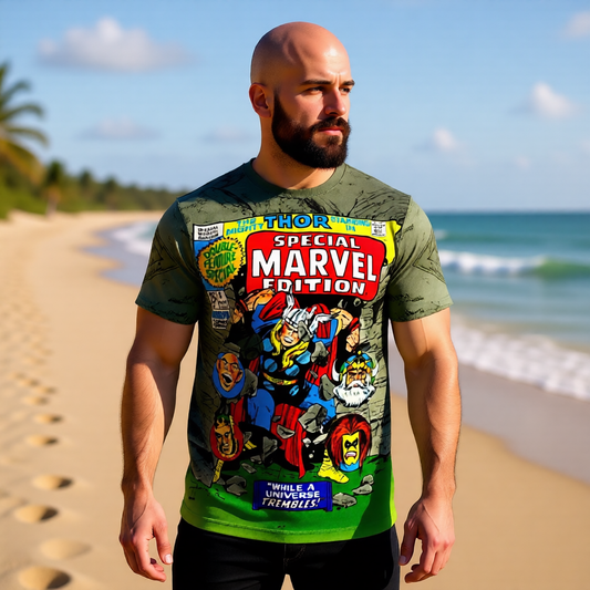 SPECIAL MARVEL EDITION 3 OVER PRINT SHIRT AND TANK TOP - JACK KIRBY ART