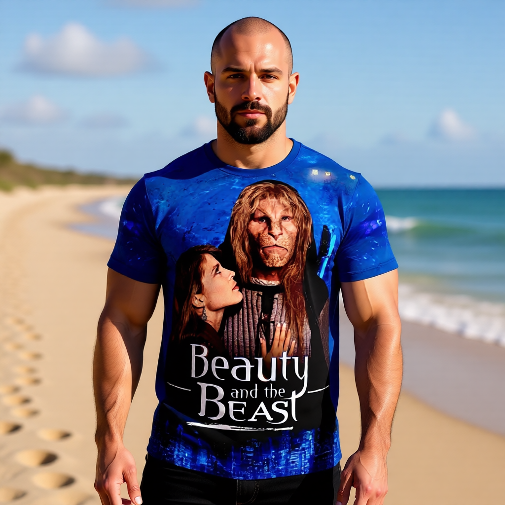 BEAUTY AND THE BEAST TV POSTER OVER PRINT SHIRT AND TANK TOP