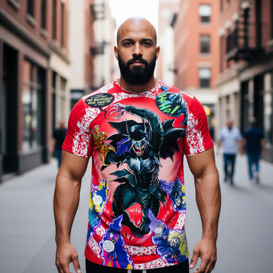 BATWOMAN WHO LAUGHS PIN UP OVER PRINT SHIRT AND TANK TOP