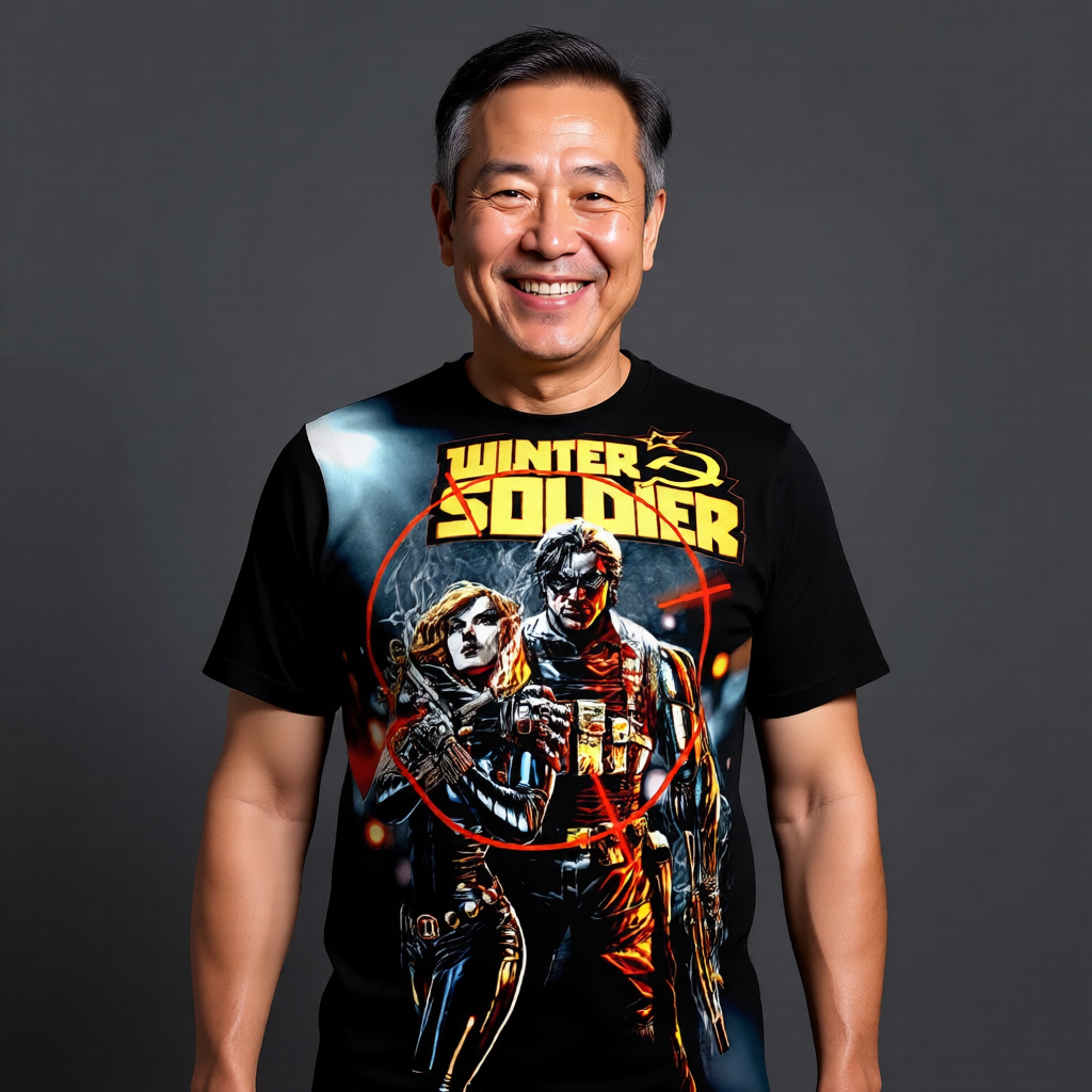 WINTER SOLDIER 2 OVER PRINT SHIRT AND TANK TOP - BLACK WIDOW