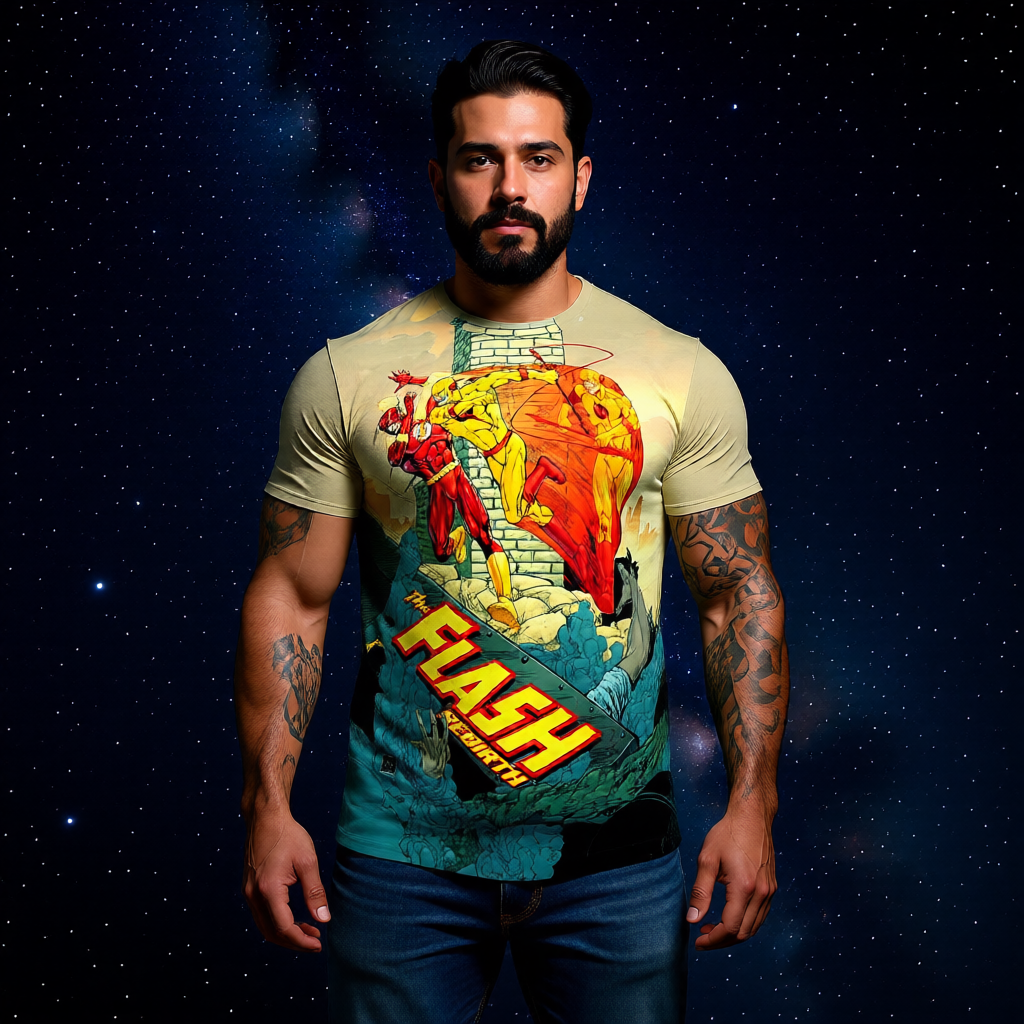 FLASH REBIRTH 5 OVER PRINT SHIRT AND TANK TOP