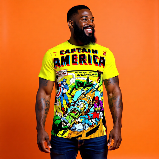 CAPTAIN AMERICA COMICS 3 READY OVER PRINT SHIRT AND TANK TOP