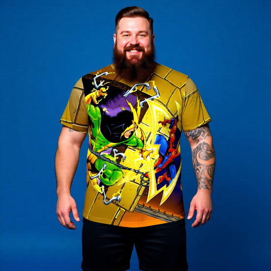 ELECTRO VS SPIDERMAN PIN UP OVER PRINT SHIRT AND TANK TOP