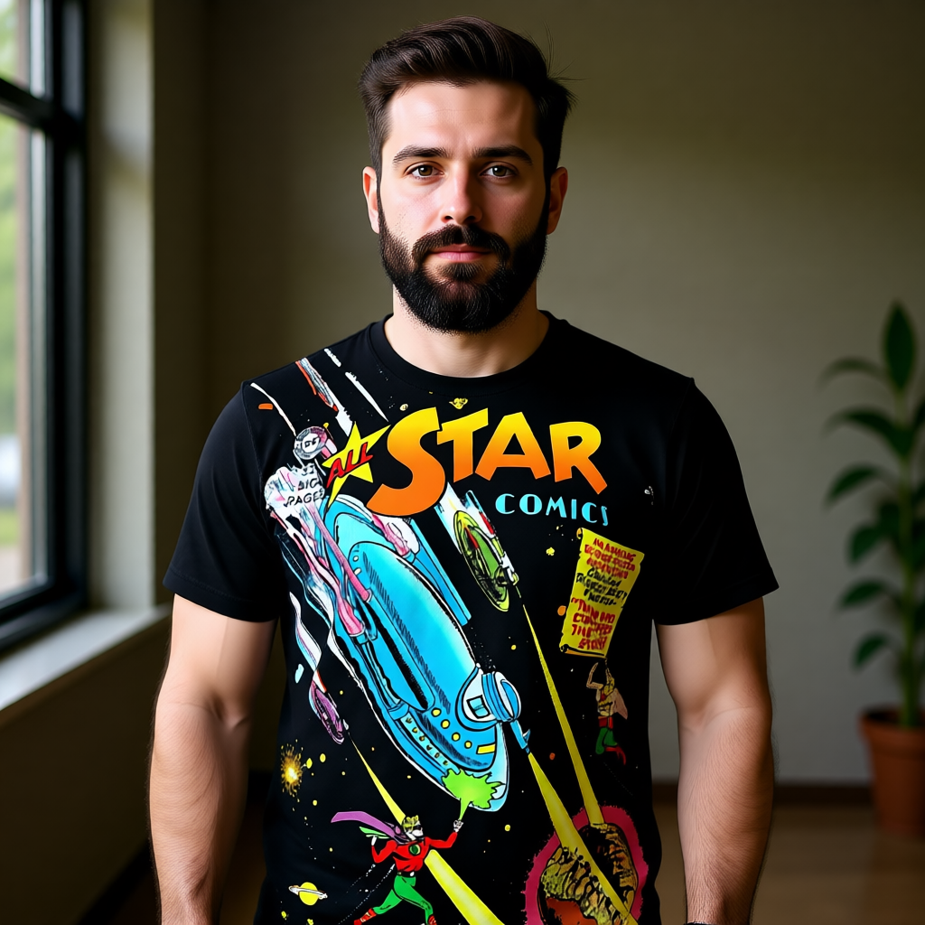 ALL STAR COMICS 55  PIN UP ALL OVER PRINT SHIRT AND TANK TOP- JSA