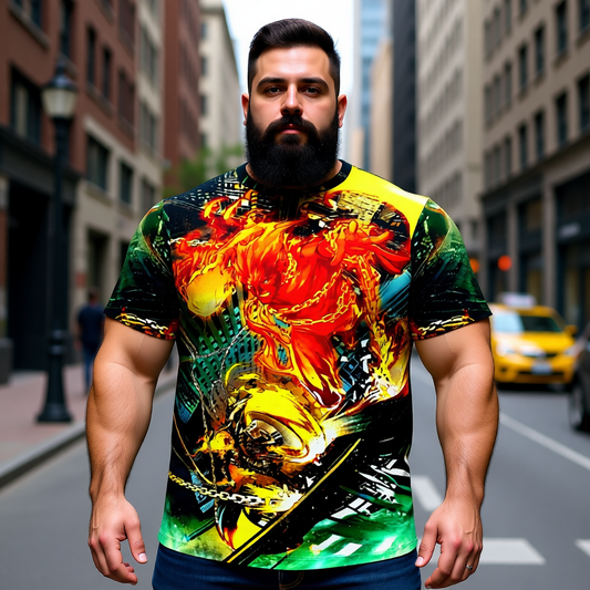 GHOST RIDER VS HUMAN TORCH PIN UP ALL OVER PRINT SHIRT AND TANK TOP- CONTEST OF CHAOS