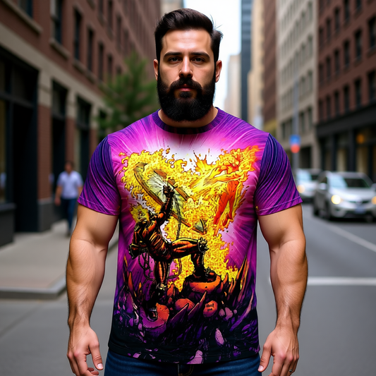 GHOST RIDER VS HUMAN TORCH PIN UP ALL OVER PRINT SHIRT AND TANK TOP- FF ANNUAL 1