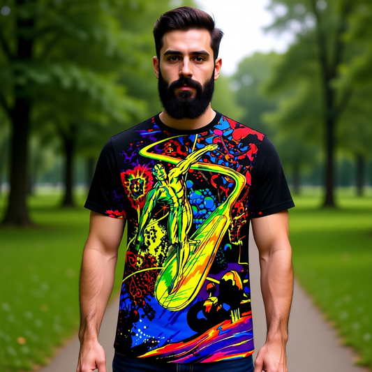PSYCHEDELIC SILVER SURFER OVER PRINT SHIRT AND TANK TOP - JACK KIRBY ART
