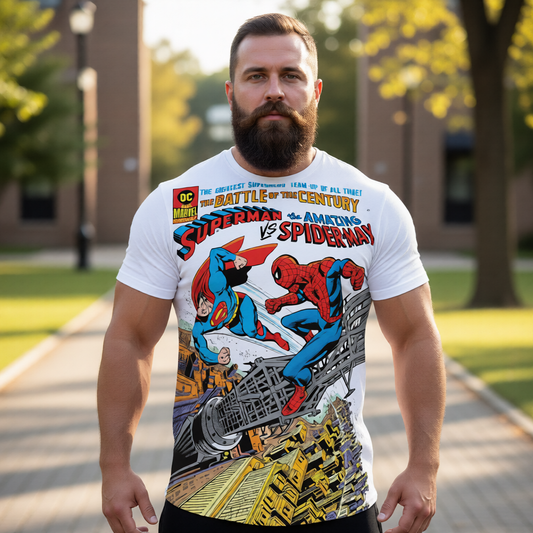 SUPERMAN VS SPIDERMAN ALL OVER PRINT SHIRT AND TANK TOP -