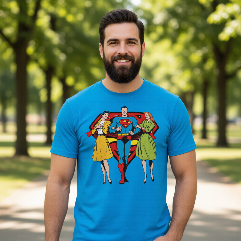 SUPERMAN AND THE LL LADIES  Over Print Shirt & Tank Top