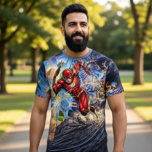 FLASH RUN THRU TIME Over Print Shirt & Tank Top - ORIGINAL ART BY EKA