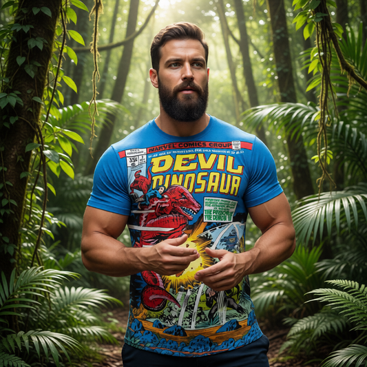 DEVIL DINOSAUR 7 Over Print Shirt & Tank Top - JACK KIRBY ART
