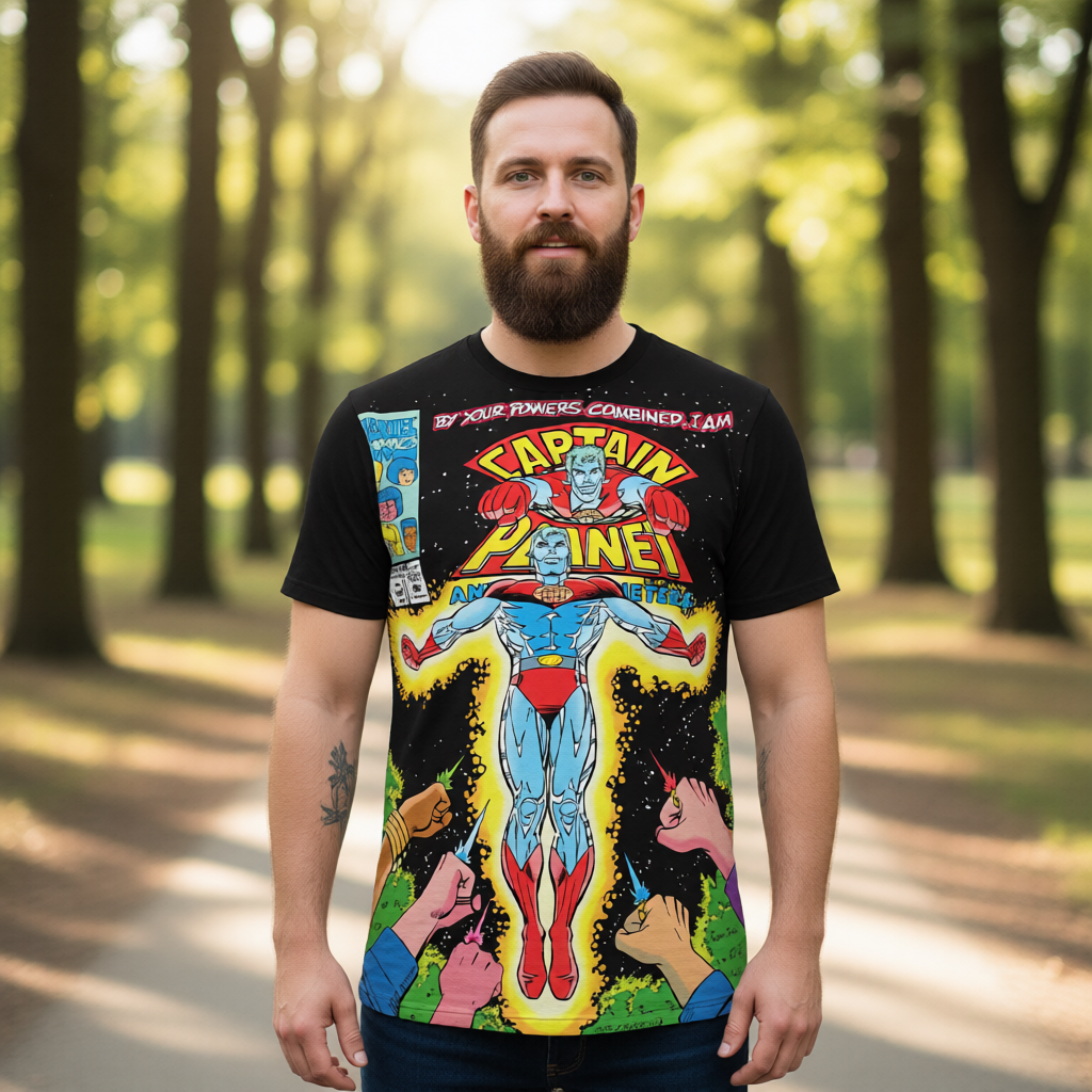 CAPTAIN PLANET 11 All Over Print Shirt & Tank Top- DAVE COCKRUM ART