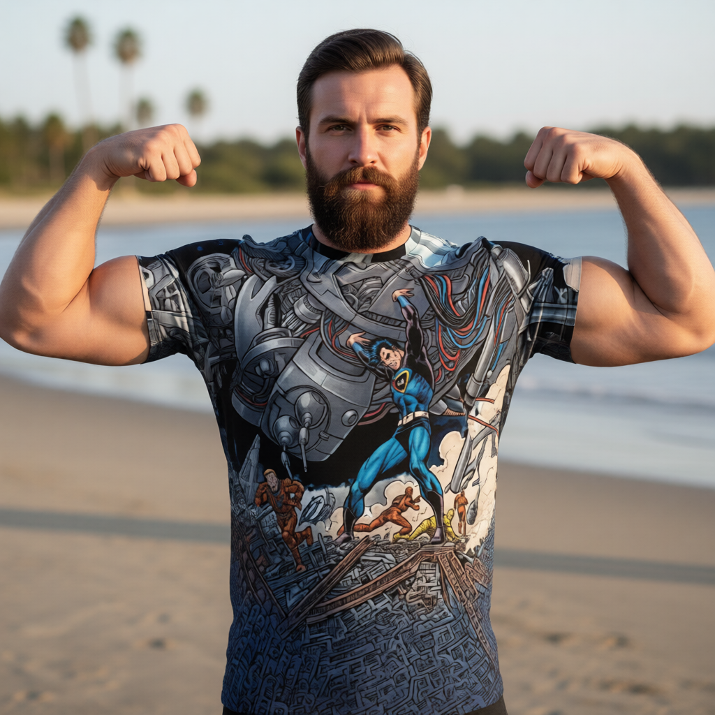CAPTAIN ACTION GO All Over Print Shirt & Tank Top - ORIGINAL ART BY EKA