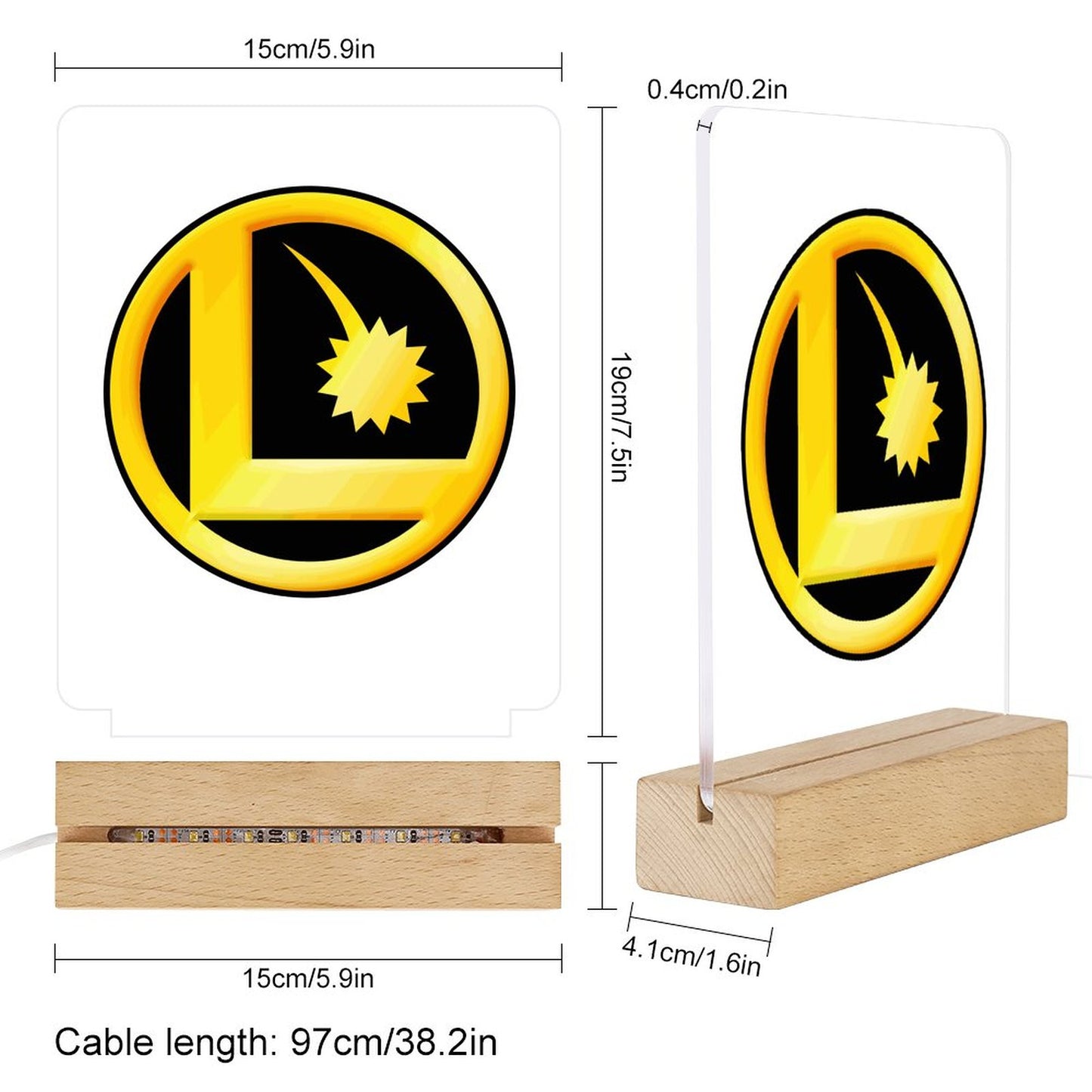 LEGION L CLASSIC LOGO Acrylic Photo Night Light with Wooden Base