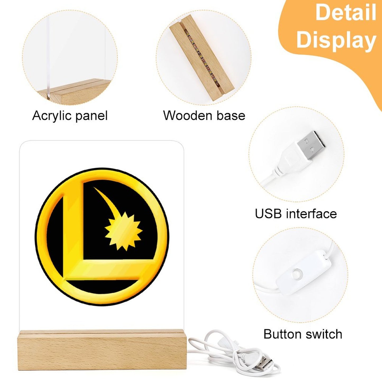 LEGION L CLASSIC LOGO Acrylic Photo Night Light with Wooden Base